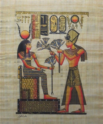 #10 Ramses II presenting Hathor with flowers (glitter) Papyrus